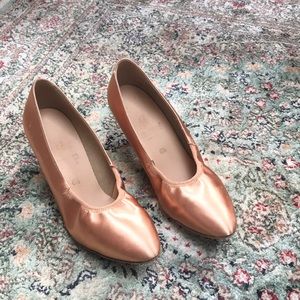 Supadance flesh satin 2” dance shoes, 6 1/2 EUR.